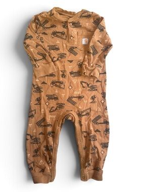 Carhartt brown Construction Print Infant 12 Months One-Piece Romper